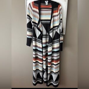 Like New! Gorgeous Southwestern Aztec Style Sweater Coat Duster. Cardigan. Med